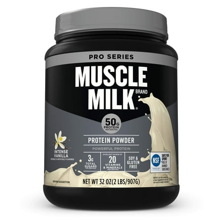 Muscle Milk Pro Series Protein Powder, Intense Vanilla, 50g Protein, 2lb, (Best Protein Muscle Gain Powder)