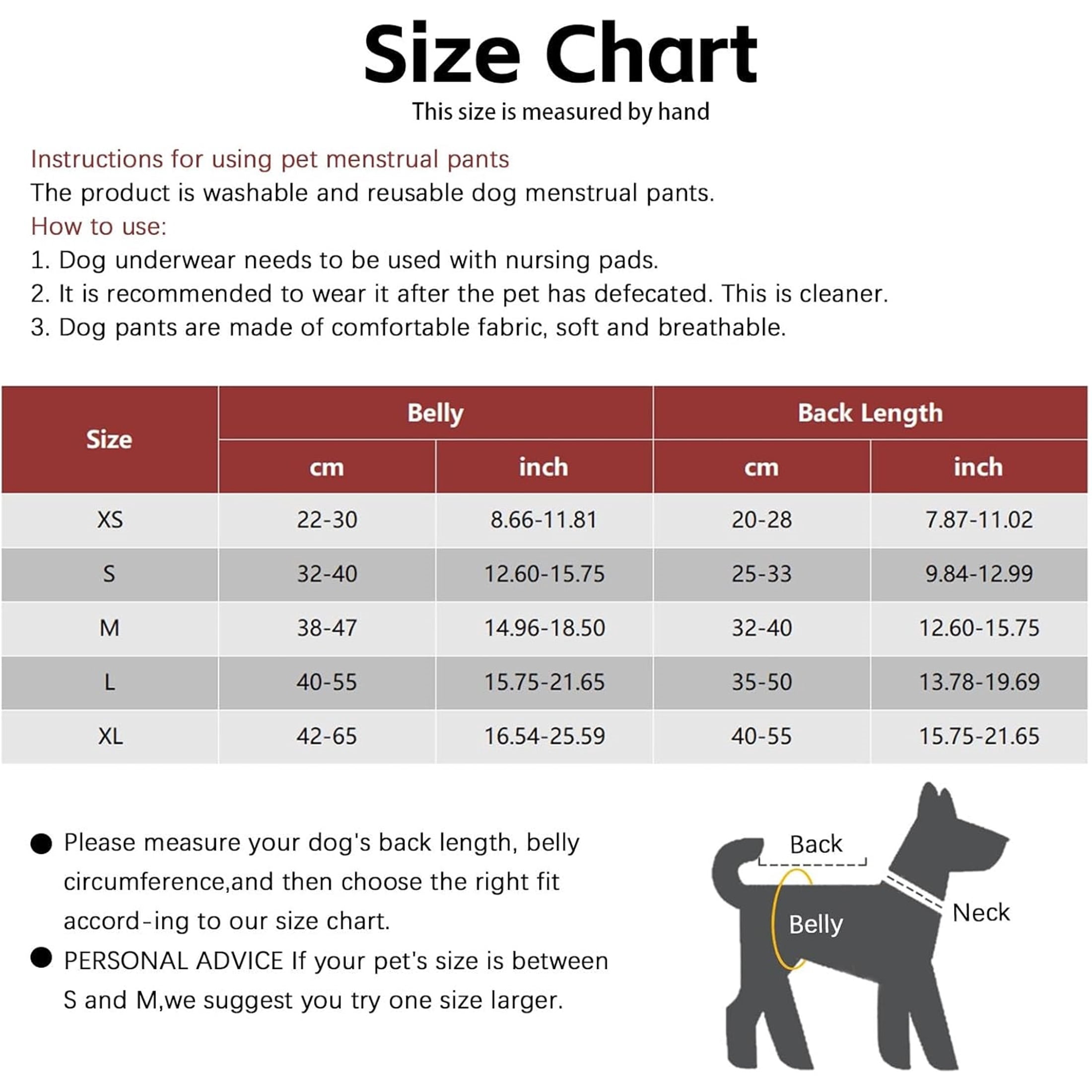 UOSIA Dog Diapers Female Dog Sanitary Panties with Adjustable Suspender Cute Wave Point,XS,Red Wave Point