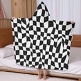 thumbnail image 5 of Black and White Wavy Checkerboard Pattern Hooded Bath Towel，60"x35" for Ages 3 To 12 Kids, Quick Dry Lightweight Soft Microfiber Hood Beach Towel Cover Up for Kids, 5 of 7