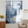 thumbnail image 3 of Blue Sheer Curtains 45 Inches Long, Retro Oil Painted Modern Abstract Art Light Filering Curtains, Breathable Simi Curtain Privacy Drapes for Kitchen Bathroom Lightweight Small Window Treatment, 3 of 9