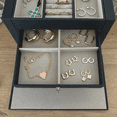 thumbnail image 6 of Hives & Honey Adult Black Demi Locking Jewelry Case - 3-Drawer Organizer with Mirror, 6 of 13