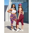 thumbnail image 4 of SHOWMALL Women's Plus Size High Waisted Capri Yoga Leggings with Pockets, Tummy Control Cropped Workout Pants for Gym & Running, Fancy Peachy Leopard, Size 2X, 4 of 9