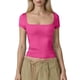 thumbnail image 2 of Xuyuer Women's Fashion Short Sleeve Solid Color Casual Fitted T-Shirts, Suitable For Summer, 2 of 6
