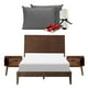 thumbnail image 1 of Recámara Nogal con Cabecera + Base Cama King Size + 2 Buros + Almohada 2Pack + Frazada, 1 of 8