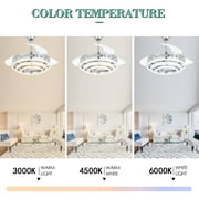 Oaks Aura 42 Inch Retractable Dimmable LED Ceiling Fan Light Remote 3-Color 6-Speed Chandelier