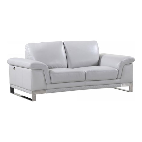 Titan Furnishings 73" Genuine Italian Leather Loveseat in Light Gray