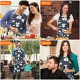 thumbnail image 4 of Pioneer Flower Floral Print Pattern Apron-Garden Aprons for Women with Pockets-Cotton Linen Waterproof Kitchen Cooking Gardening Aprons Adjustable for Kitchen,Cooking,BBQ and Salon 33x27 Inch, 4 of 7