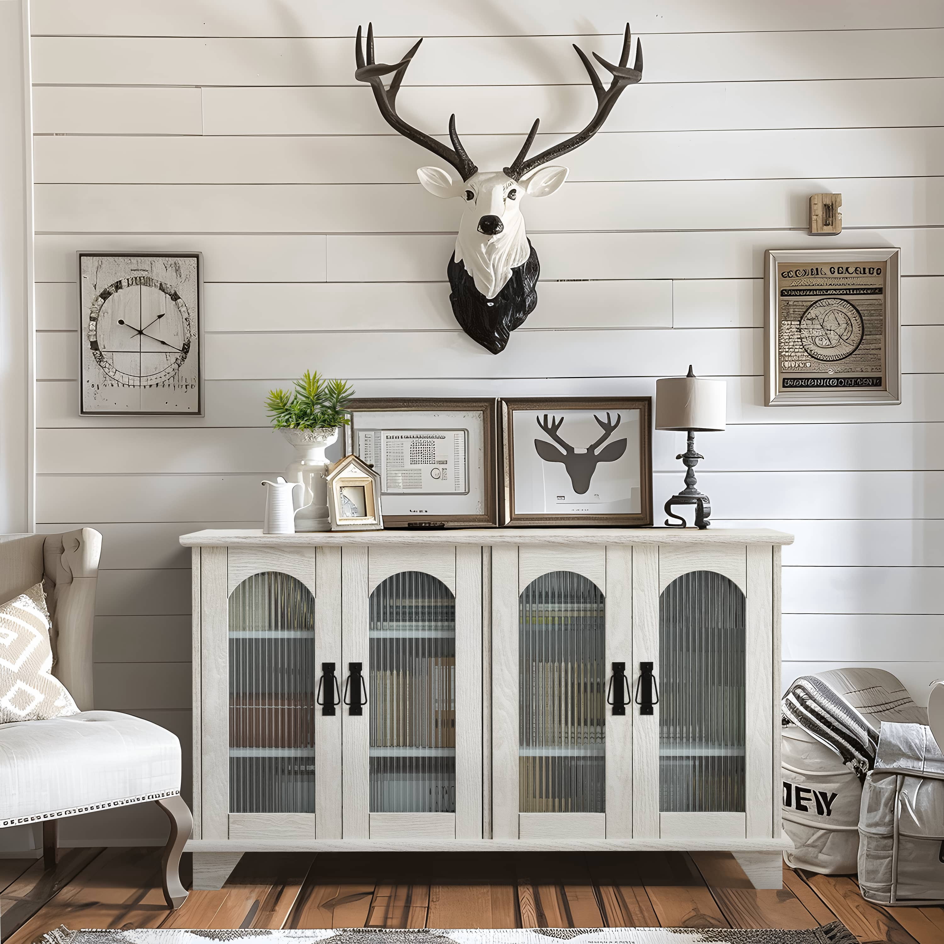 MAYEERTY 45" × 26" TV Stand for TVs up to 65" with Storage, White