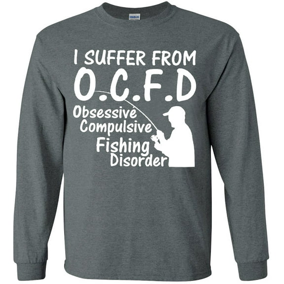 Funny Fishing OCFD T-shirt Men's Long Sleeve Tee Gray