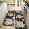 thumbnail image 4 of Kitchen Rugs Sets Of 2,Pioneer Flower Floral Print Pattern Anti Fatigue Kitchen Mat Rugs Non Slip Washable,Decorative Kitchen Floor Mats for Kitchen,Sink,Laundry,17"x47"+17"x47", 4 of 5
