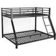 thumbnail image 6 of Metal Bunk Bed Twin Over Full Size, Heavy Duty Bunk Beds with Safety Ladder & Guardrail for Adults Teens, Space-Saving Low Bunkbed Frame for Dorm, Bedroom, Apartment (Black, Twin & Full-01), 6 of 6