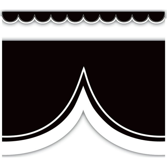 Black with White Scalloped Die-Cut Border Trim [TCR3953]