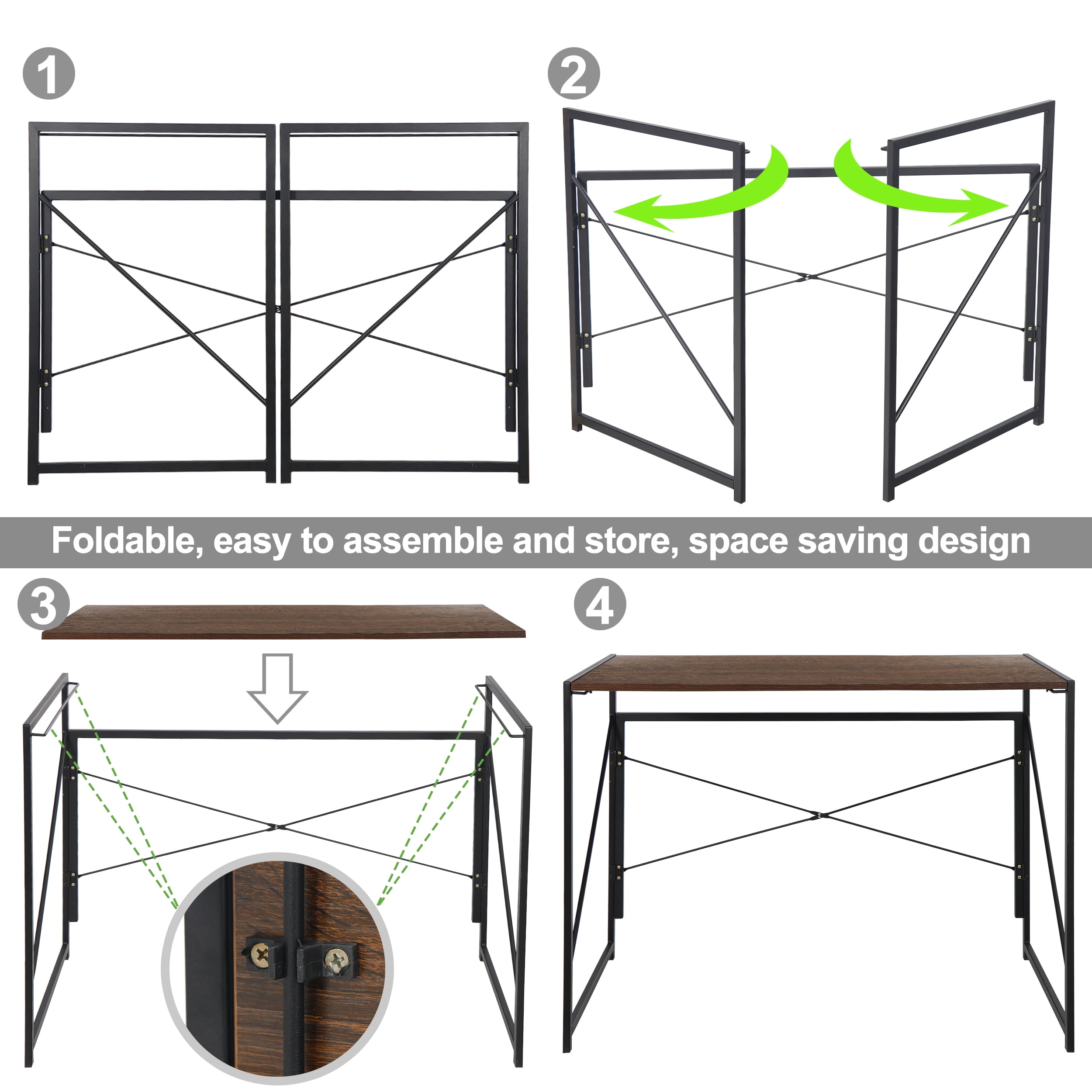 ZENY Writing Computer Desk Modern Study Desk Folding Laptop Table Home Office