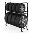 thumbnail image 2 of Rolling Tire Rack â€“ Metal, Adjustable, Tire Stand & Protective Cover, Included 4 Adjustable non rolling Legs [Updated 44'' L With 4 Wheels included], 2 of 15