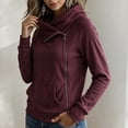 thumbnail image 5 of Shihyeh Women's Cowl Neck Hooded Sweatshirt Long Sleeve Front Pocket Casual Warm Top for Women, 5 of 6