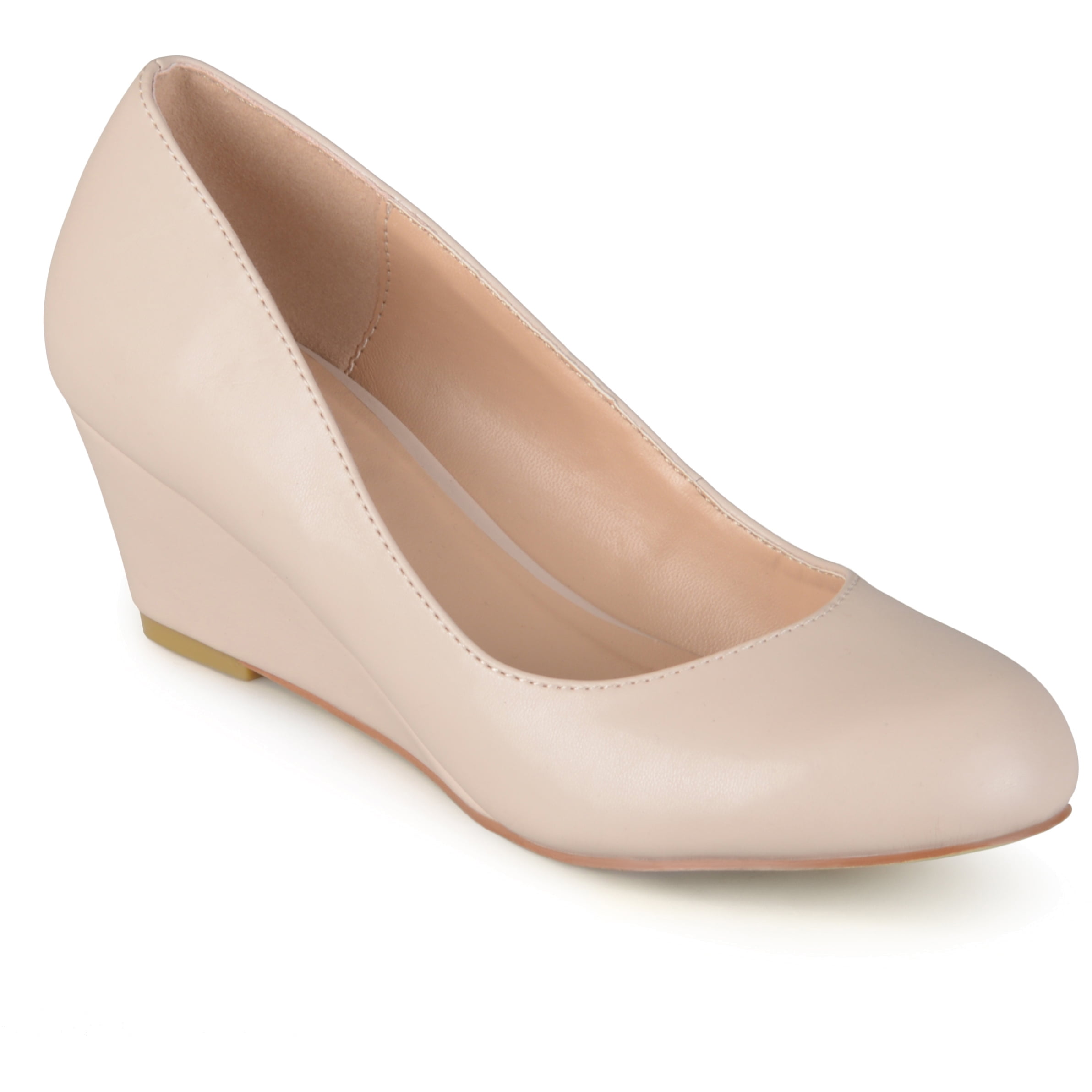 wide width nude wedges