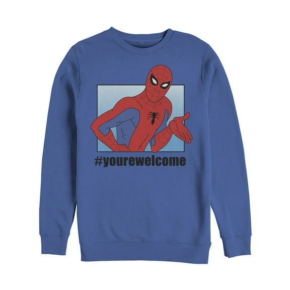 Men's Marvel Spider-Man #yourewelcome  Sweatshirt Royal Blue 3X Large