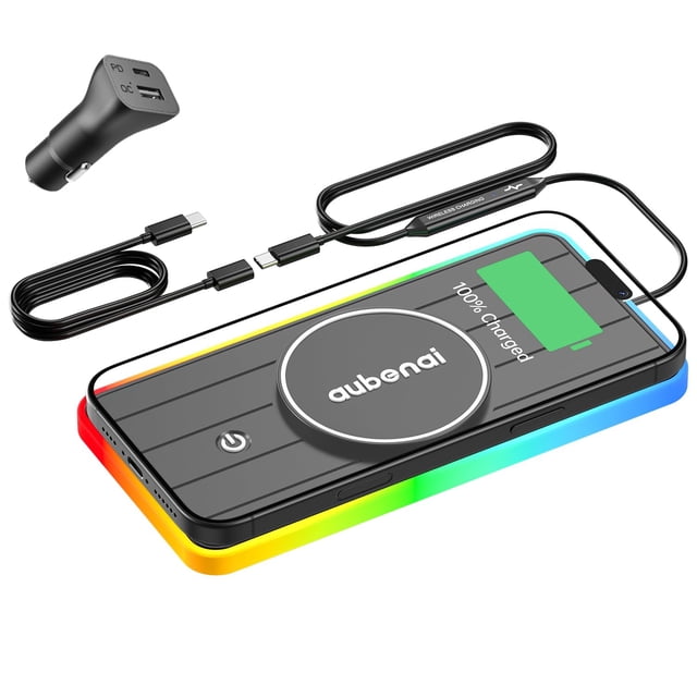 Cargador de coche inalámbrico magnético Aubenai 15W RGB iPhone
