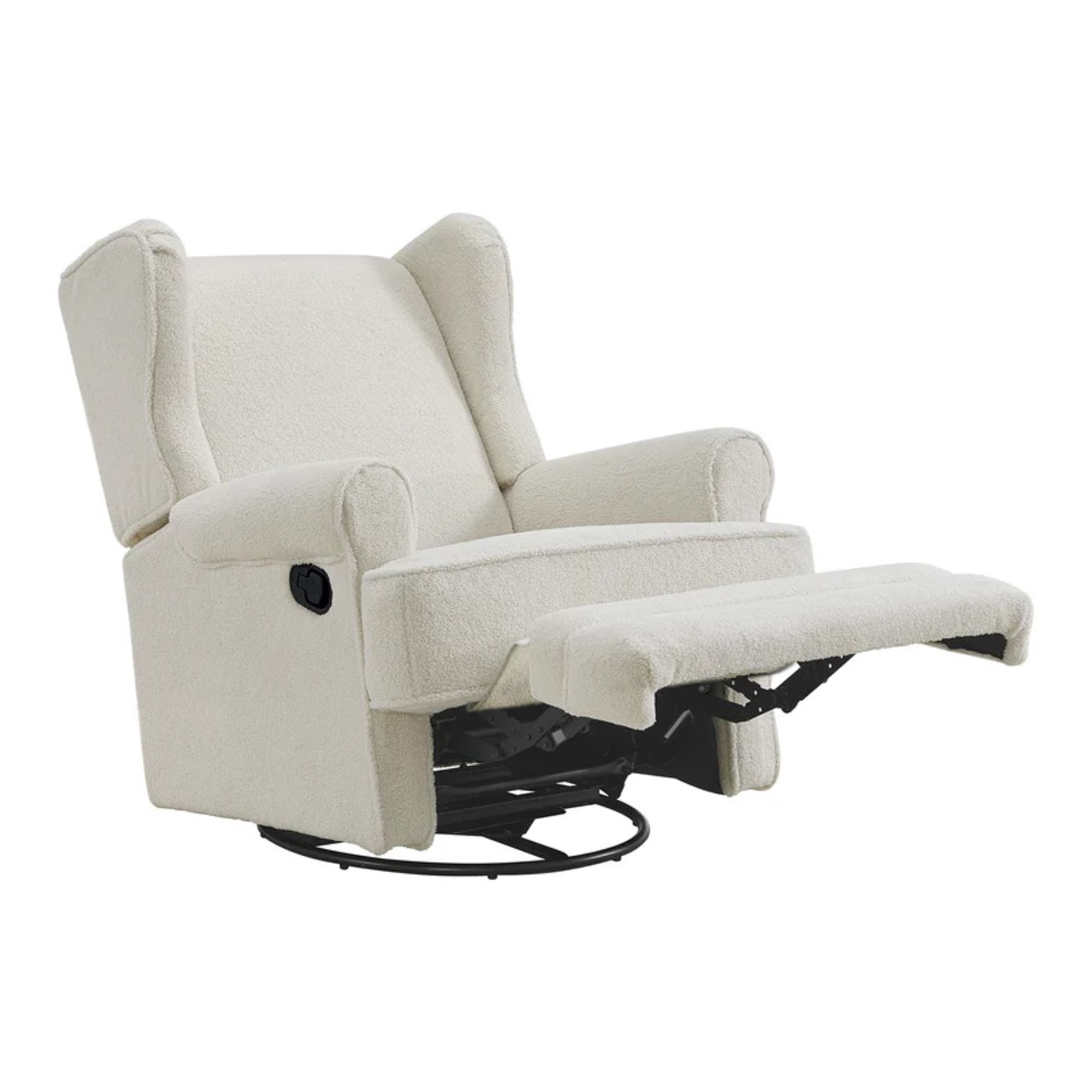 Oxford Baby Teegan Upholstered Glider Recliner Rocking Chair 360° Swivel for Nursery and Living Room – Boucle White​