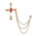 thumbnail image 2 of Segolike Brooch Lapel Pin Hanging Chains Collar Brooches Vintage Cross Badge Tie Clips Fashionable Collar Pin Charm for Men Suit Shirts Jacket Coat Style C, 2 of 4