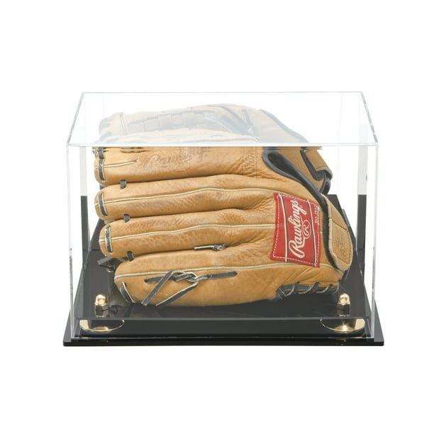 Deluxe Acrylic Baseball Glove Display Case with Gold Risers Mirror and
