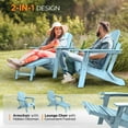 thumbnail image 4 of VINGLI Folding Adirondack Chair with Ottoman, Waterproof Plastic HDPE Firepit Chair for Outside with Hidden Footrests(Blue), 4 of 7