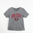 thumbnail image 5 of Women's Gameday Couture Gray Ohio State Buckeyes Iconic Edge Rhinestone V-Neck T-Shirt, 5 of 7