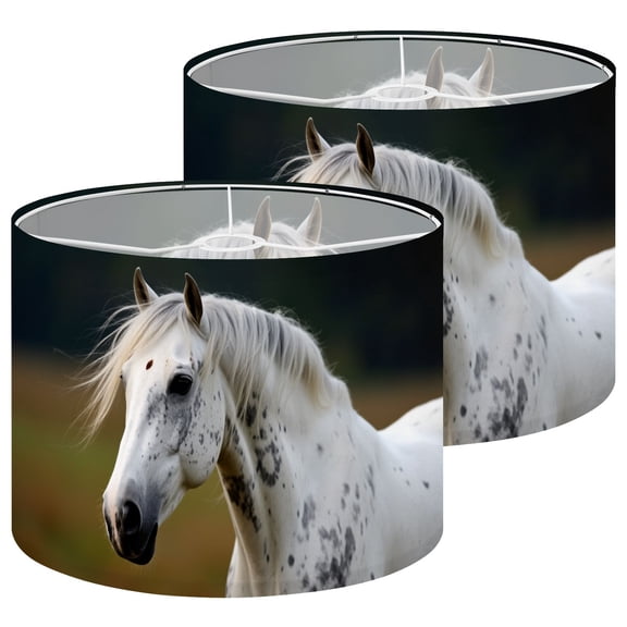 Lampshades 2 Pack White Horse Flowing Mane Serene Field 13"x13"x10" Light Shade for Table Lamps Floor Lamp Shades Lampshade Replacement Easy Assembly Whimsical Aesthetic for Nursery