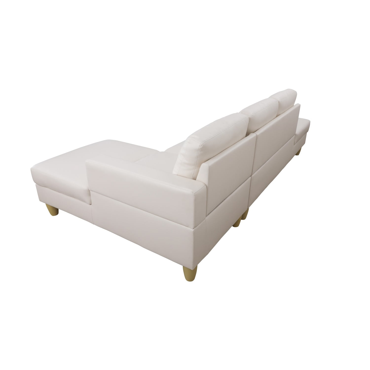 Hommoo Faux Leather Living Room Furniture Set, L-Shaped Sectional Couch Sofa for Apartment/Upstairs Loft/Living Room, 16.5'' Back Height, White(No Ottomans)
