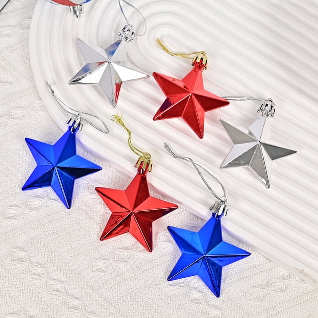 Fiudx 6 piezas colgantes de decoración festiva del cielo forma de estrella Día de la Independencia