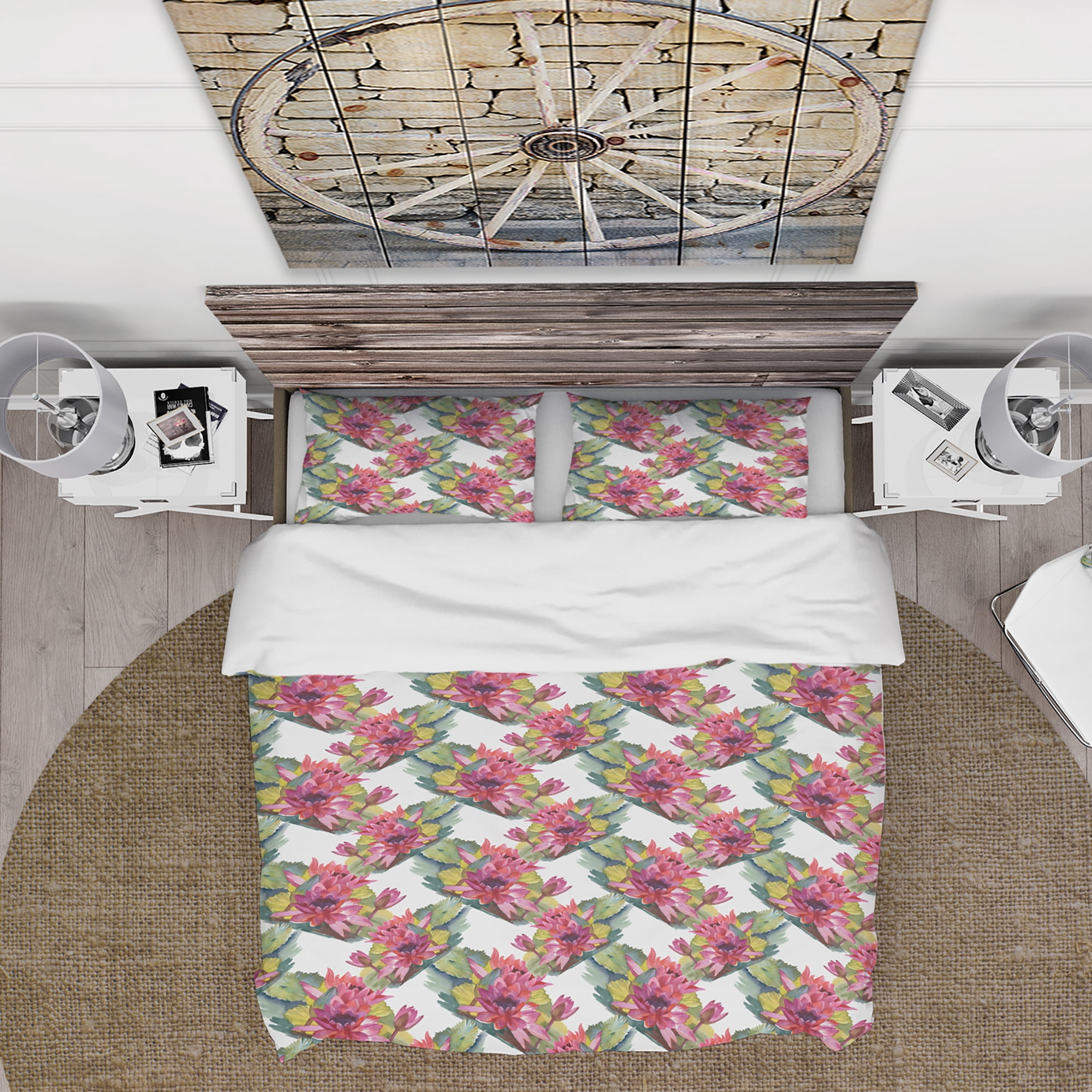 Designart 'Blooming Waterlilies' Floral Duvet Cover Set