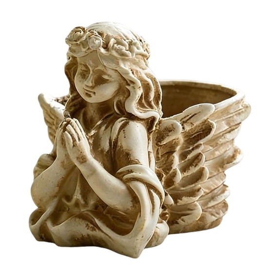Vintage Angel-shaped Flower Pot 9.6Inch European Style Garden Balcony Garden Planting Pot for Living Room Entrance Table Decoration Gift