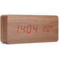 thumbnail image 2 of Reloj despertador digital USB de grano de madera inteligente para decoración de cabecera y oficina, 2 of 10