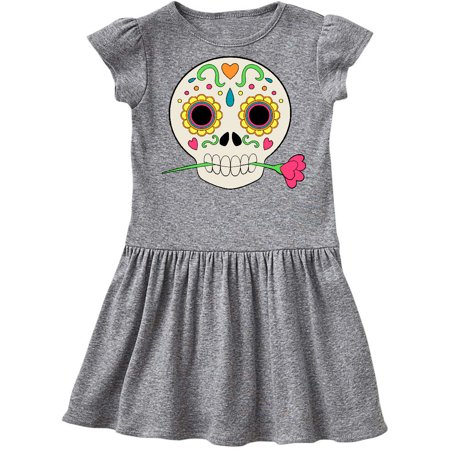 

Inktastic Día De Los Muertos Skull with Flower Gift Toddler Girl Dress