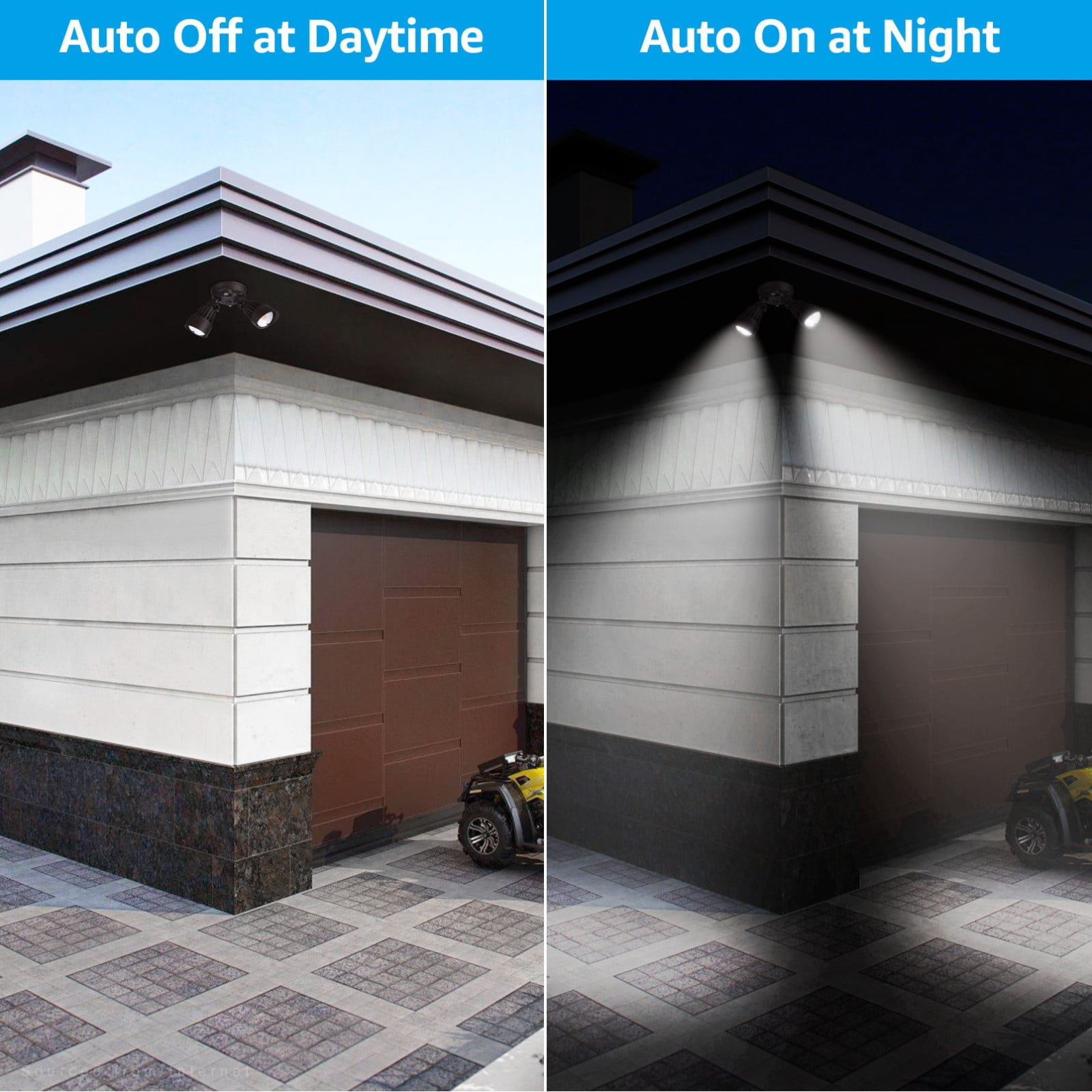 4 Pack 3CCT LED Security Lights Dusk to Dawn, 3000K/4000K/5000K Selectable, Photocell Flood Light Outdoor 2-Head Adjustable, 25W(200W Equiv.), Aluminum, Bronze