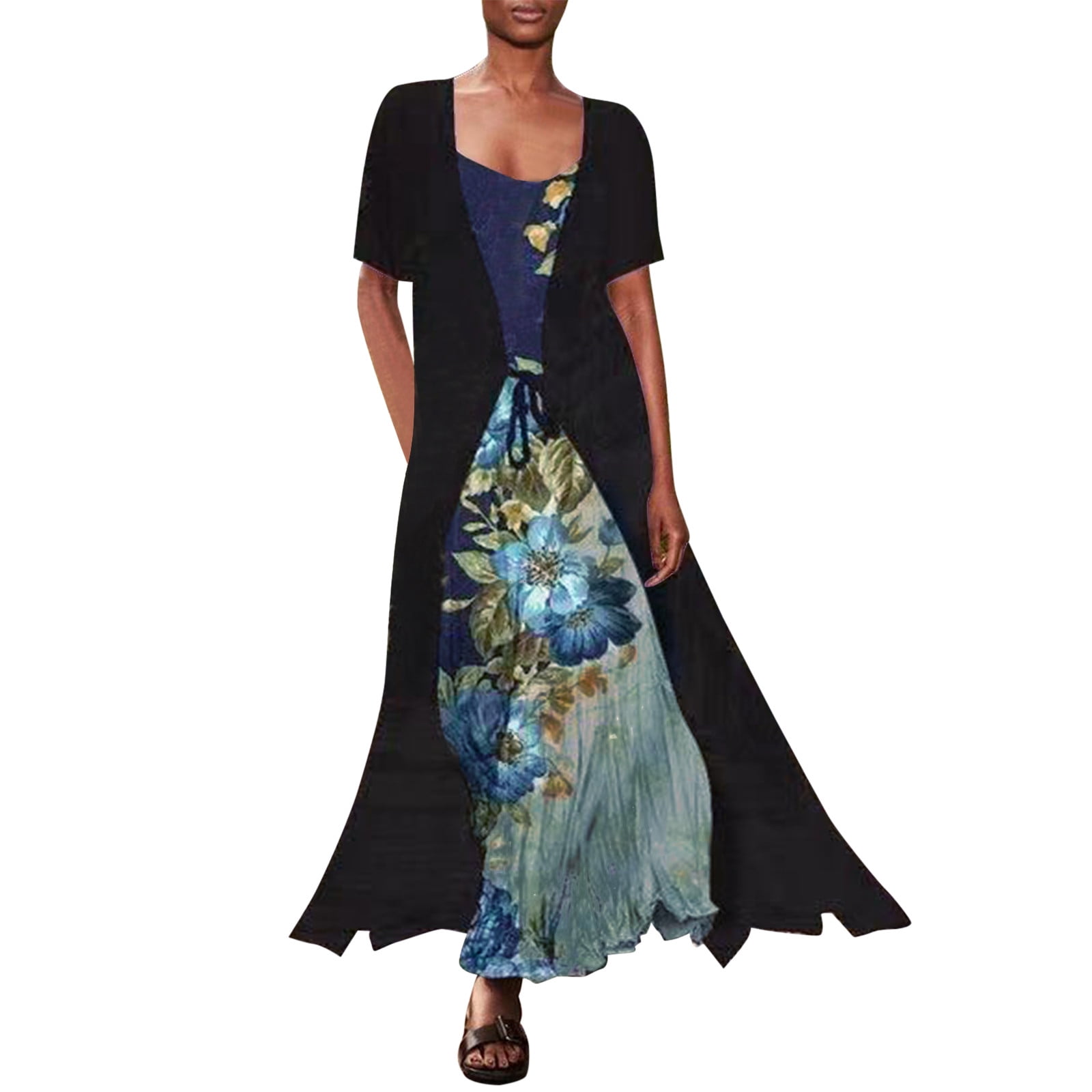 Maxi Dress with Cardigan Set 