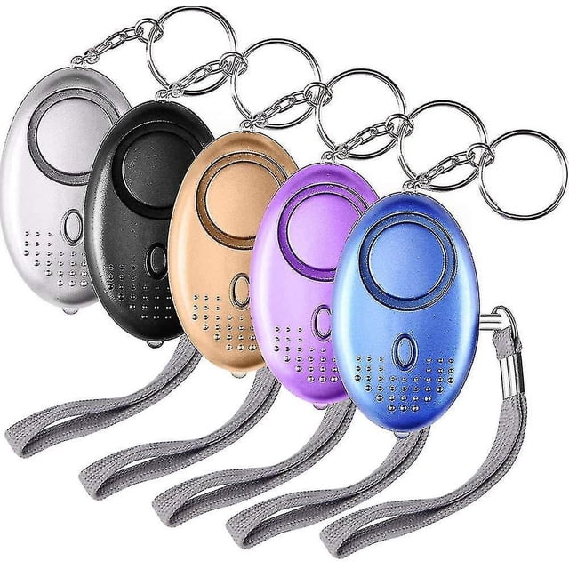 Paquete de 5 llaveros con alarma de seguridad personal de 140 db con luz LED, alarma personal