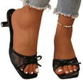 thumbnail image 6 of CIENVNSTG Womens Heeled Sandals Square Toe Mesh Bow Thin Heel Slide Mules Comfortable Dress Shoes for Party Wedding Black 36, 6 of 7