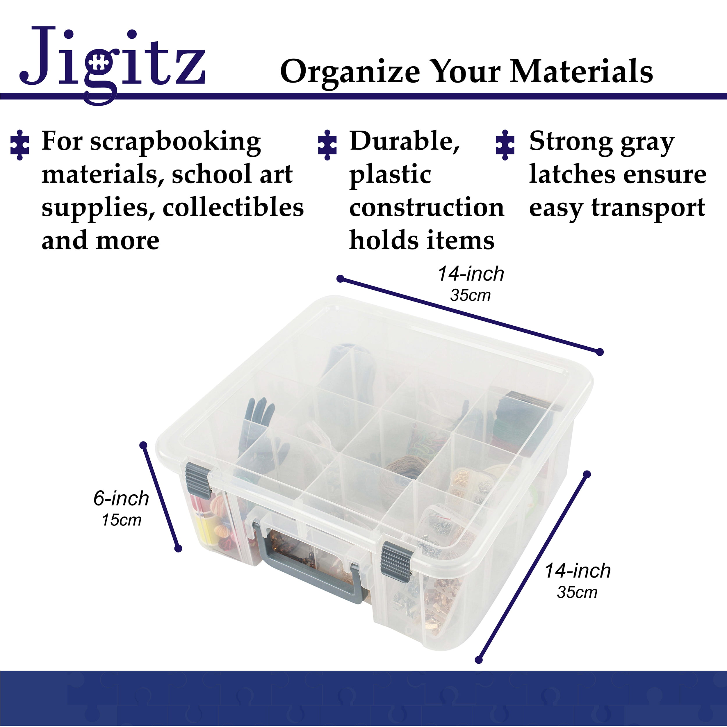 Jigitz Plastic Organizer Box 16 Compartment Plastic Organizer with Dividers  
