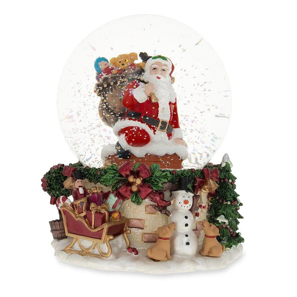 BestPysanky Santa Climbing Chimney Musical Snow Globe 