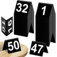 thumbnail image 1 of Table Numbers 1 to 50, V-Shaped Black Acrylic Table Numbers, Restaurant Double Sided Printing Table Tents, Wedding Table Card Signs, Waterproof Tabletop Numbers for Banquets, Parties, Business Events, 1 of 6
