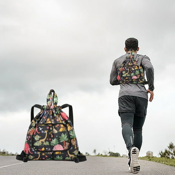 Back to School! mtvxesu Yoga Gym Bag, Drawstring Backpack Common Drawstring Bag Folding Storage Bag Sports Fitness Bag Drawstring Pocket Travel Backpack Personal Item Travel Bag Up to 65% off