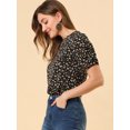 thumbnail image 2 of AllegK Top Floral Informal De ManCorFruncido PaMujer Negro rojo L, 2 of 6