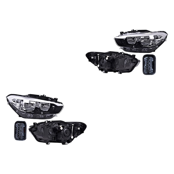 Par de Faros 120i 2016 A 2017 Bmw Fdo Negro Eléctrico C/Leds DEPO