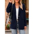 thumbnail image 3 of Blazer PRETTYGARDEN Azul Marino de Pana con Solapa Pequeña, 3 of 8