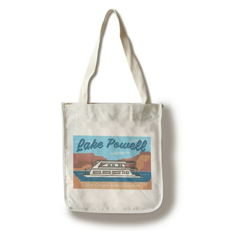 Lake Powell, Utah, Arizona - Glen Canyon National Recreation Area - Houseboat Beach Scene - Lantern Press Artwork (100% Cotton Tote Bag -
