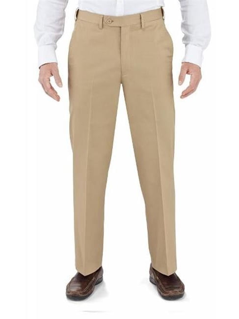34 Inseam Mens Plain Front Cotton 