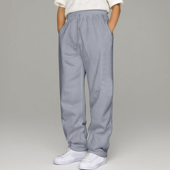 HAYIMI Toddler Boys Casual Pants Elastic Waist Drawstring Loose Fit Jogger Sweatpants Kids Comfortable Long Trousers Classic Solid Color Daily Slacks