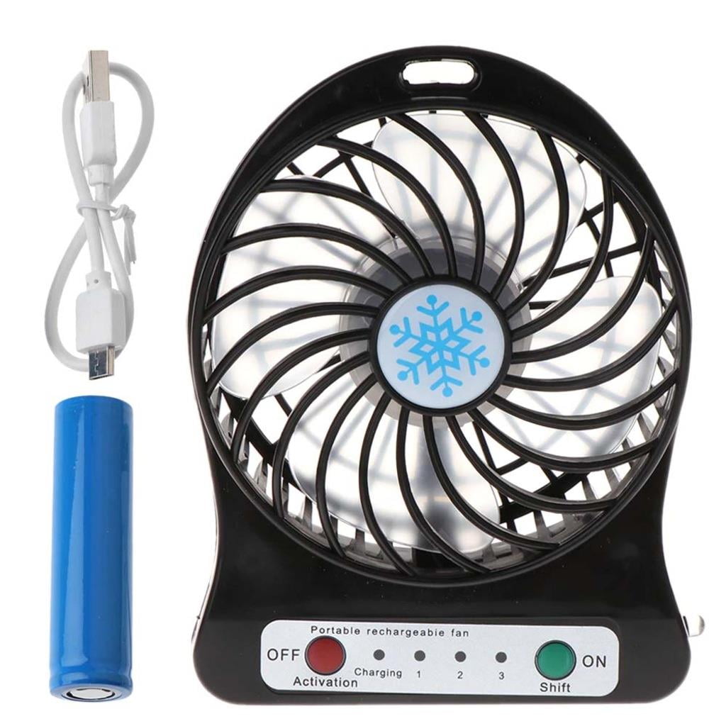 Portable USB Rechargeable Ultra Quiet Cooling Mini Desk Desktop Fan w/ Light 