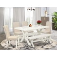 thumbnail image 2 of East West Furniture X-Style 6-piece Wood Dining Set in Linen White/Cream, 2 of 8